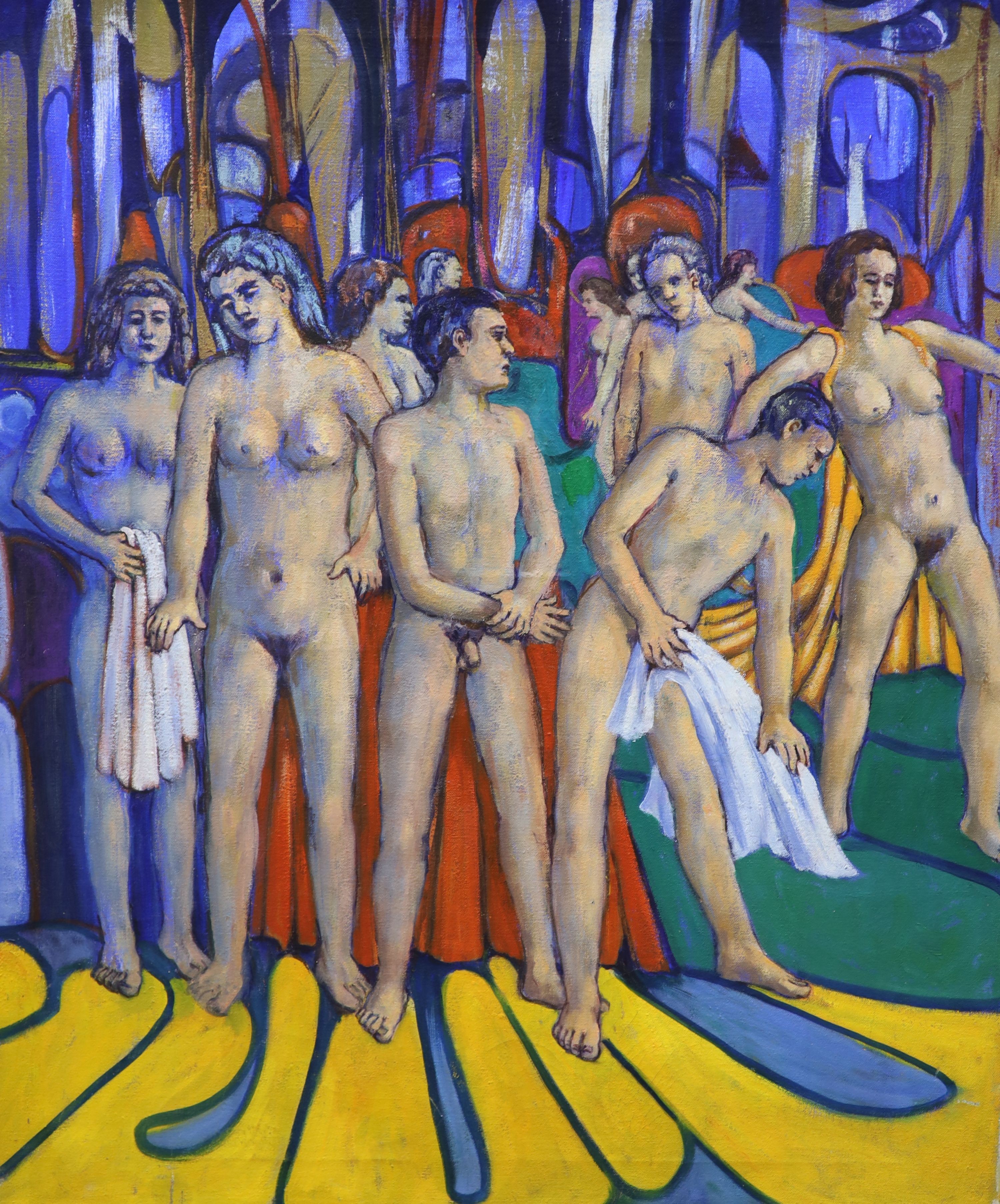 R Philp, two oils on canvas, Standing nudes, c.1960, largest 65 x 53cm, unframed